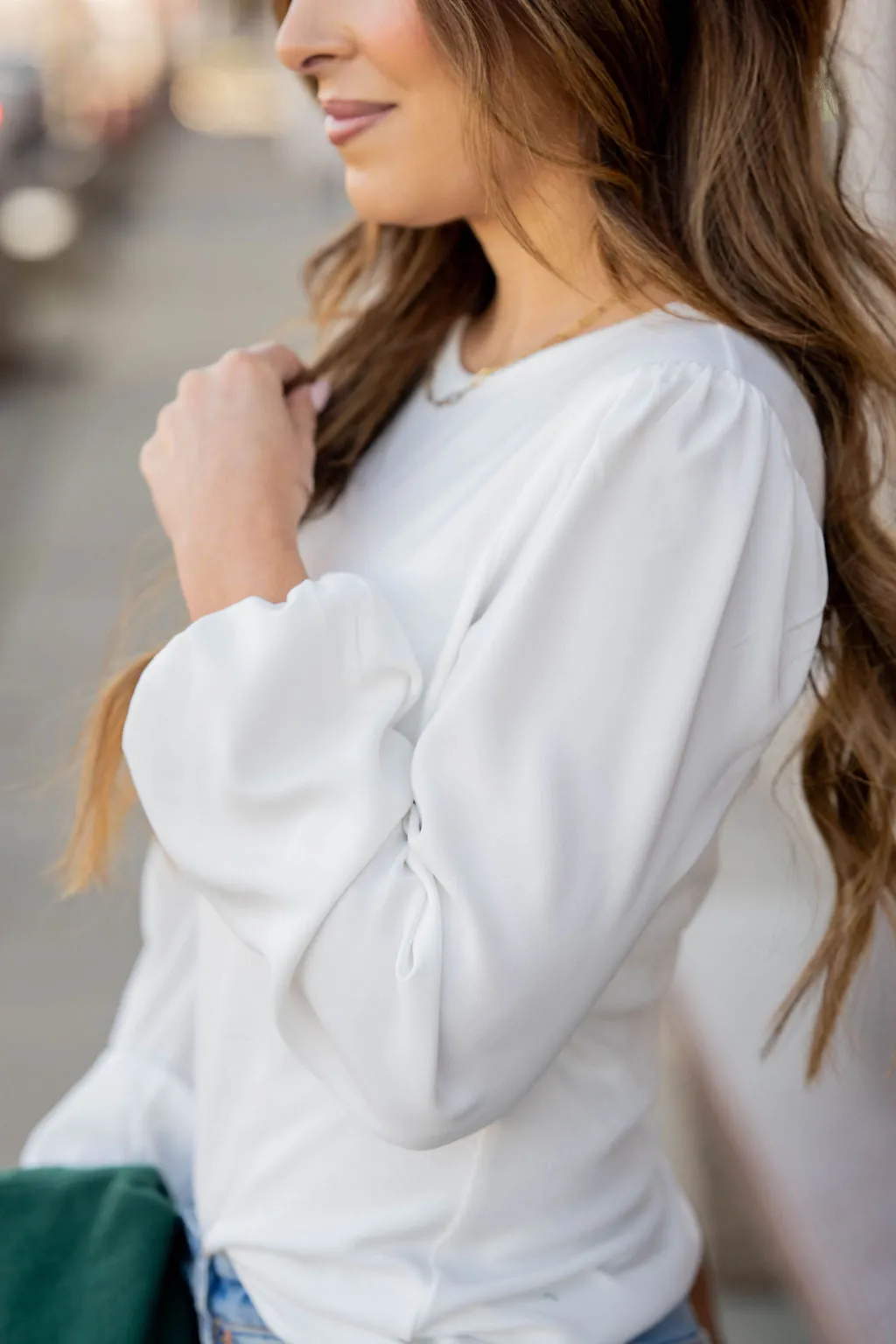 Simple Ribbed Body Blouse Sleeve Tee