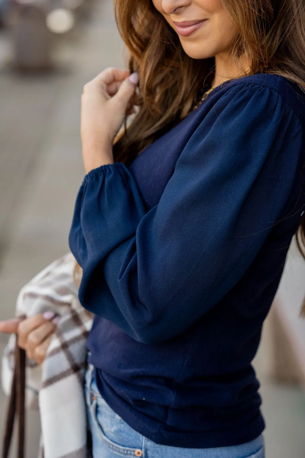 Simple Ribbed Body Blouse Sleeve Tee