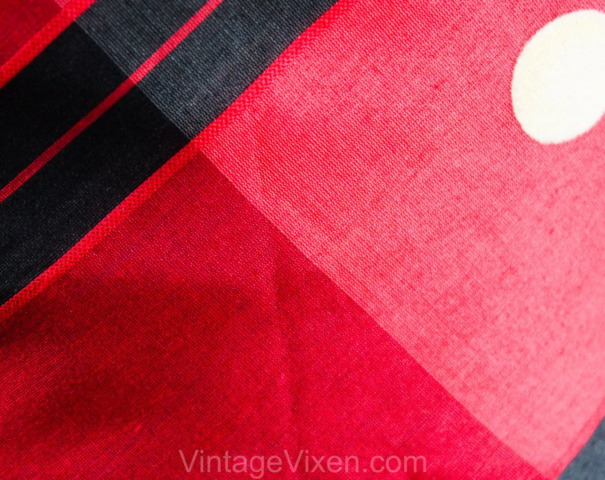 Size 6 1950s Dress - Red Polka Dot Plaid Summer Frock - Fitted Bodice & Full Skirt - 50s Black Tartan Silk Blend Dress - NWT - Waist 26