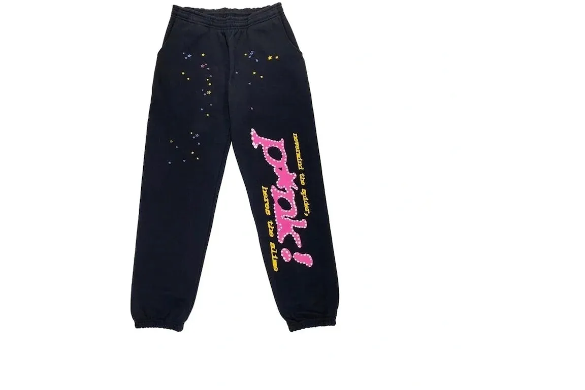 SP5DER P*NK SWEATPANTS BLACK