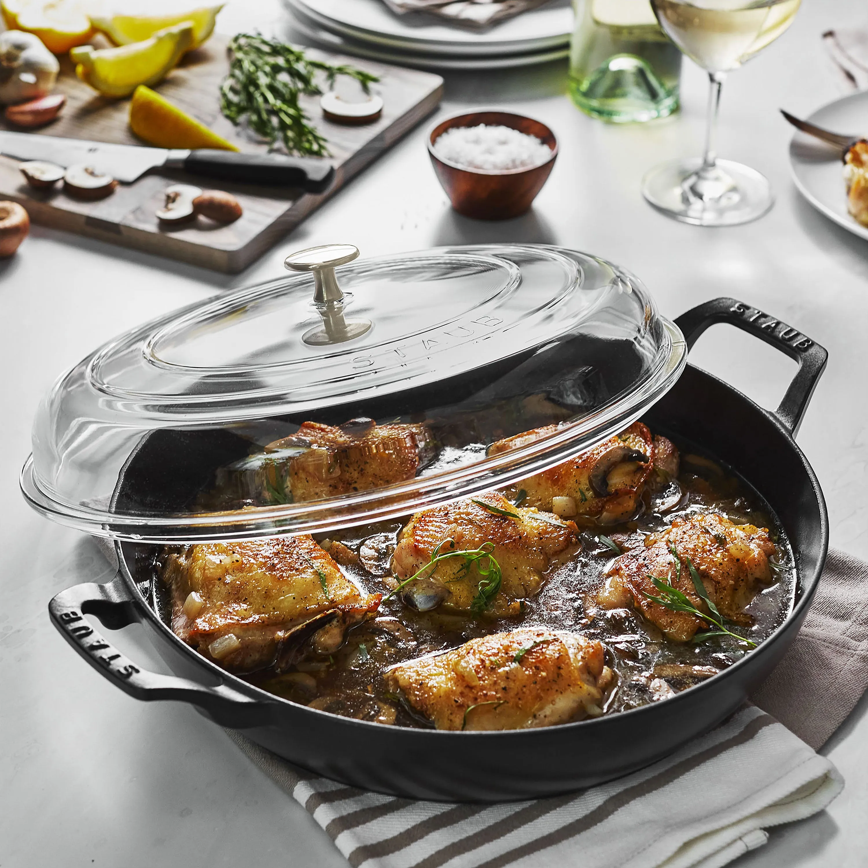 Staub 3.5-quart Matte Black Braiser with Glass Lid
