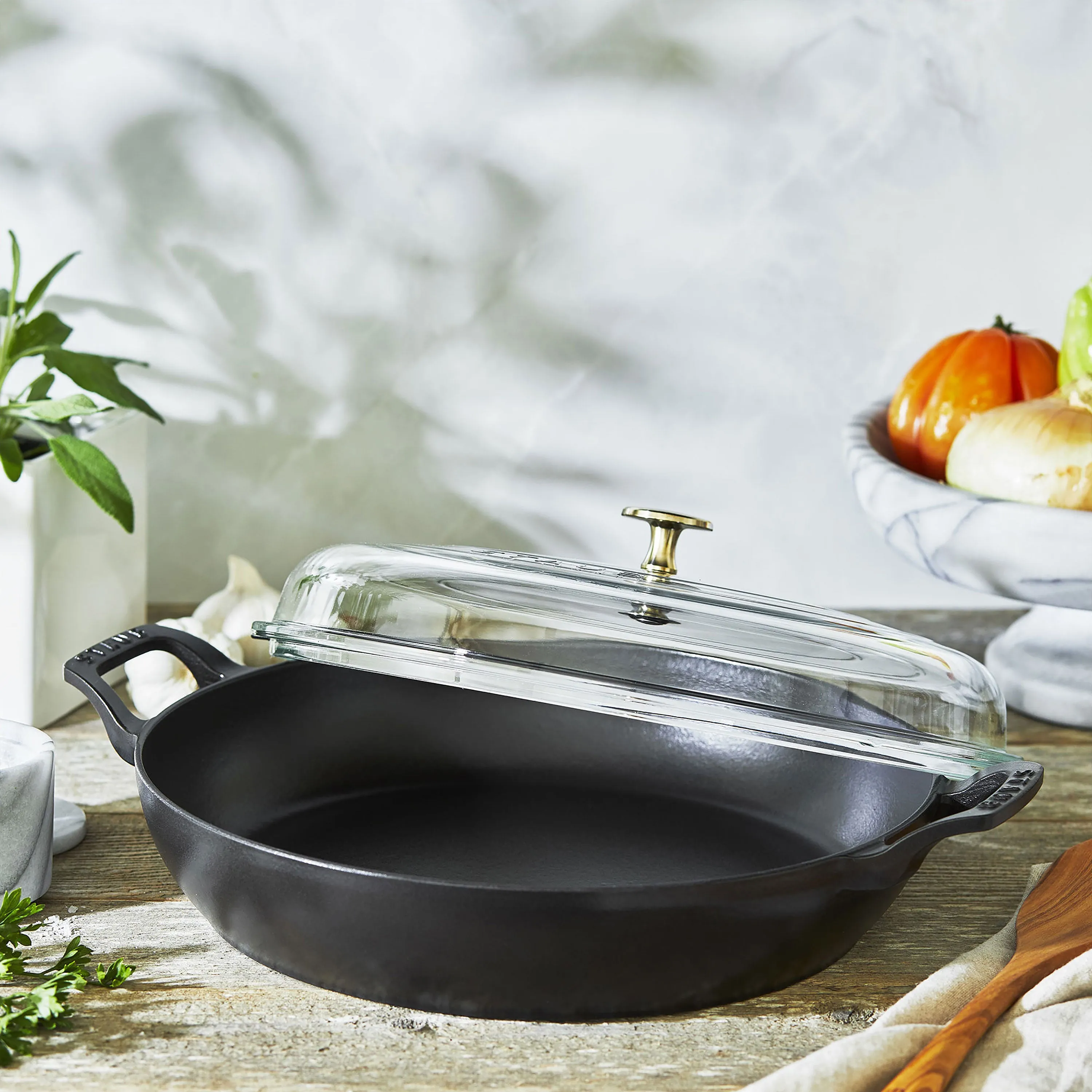 Staub 3.5-quart Matte Black Braiser with Glass Lid