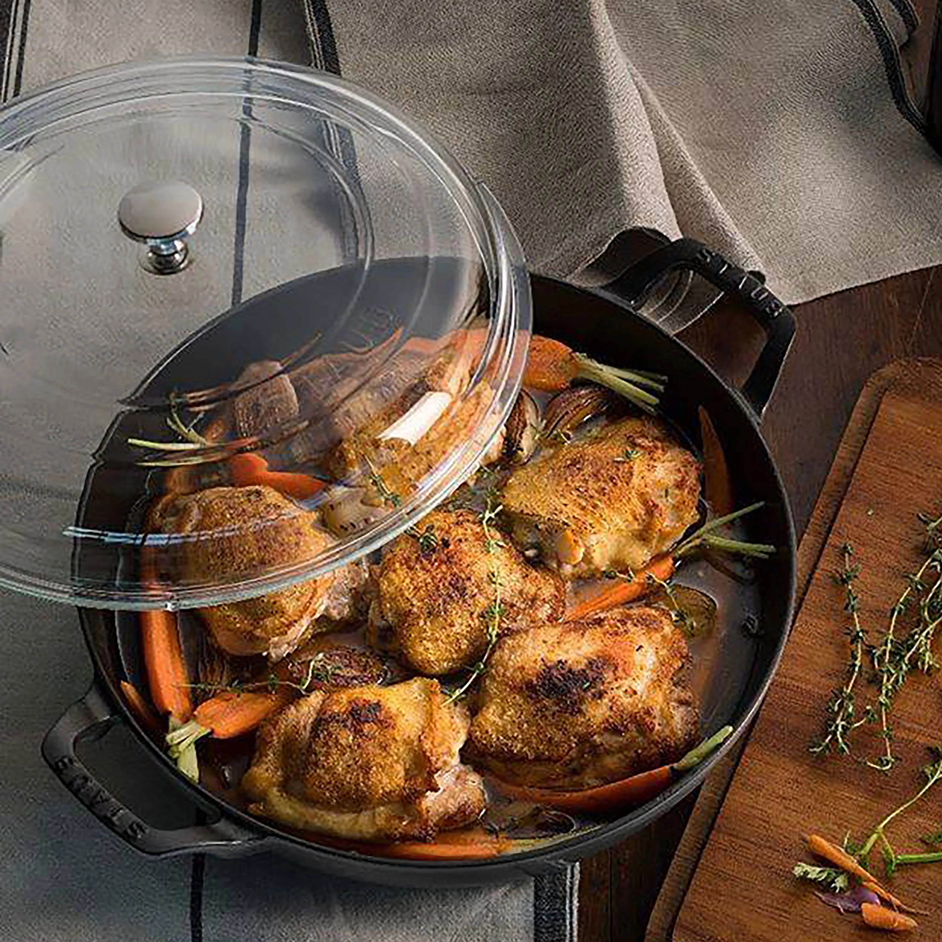 Staub 3.5-quart Matte Black Braiser with Glass Lid
