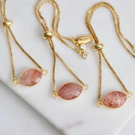 Strawberry Quartz Adjustable Bracelet