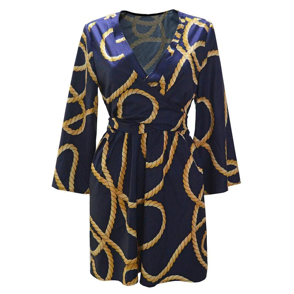 Stylish V-Neck Printed Dress