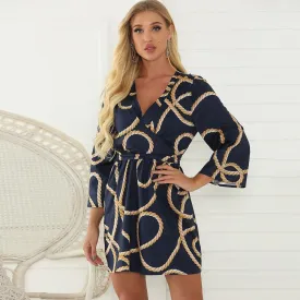 Stylish V-Neck Printed Dress