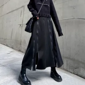 Stylish Zipper Patchwork Women's A-Line Skirt