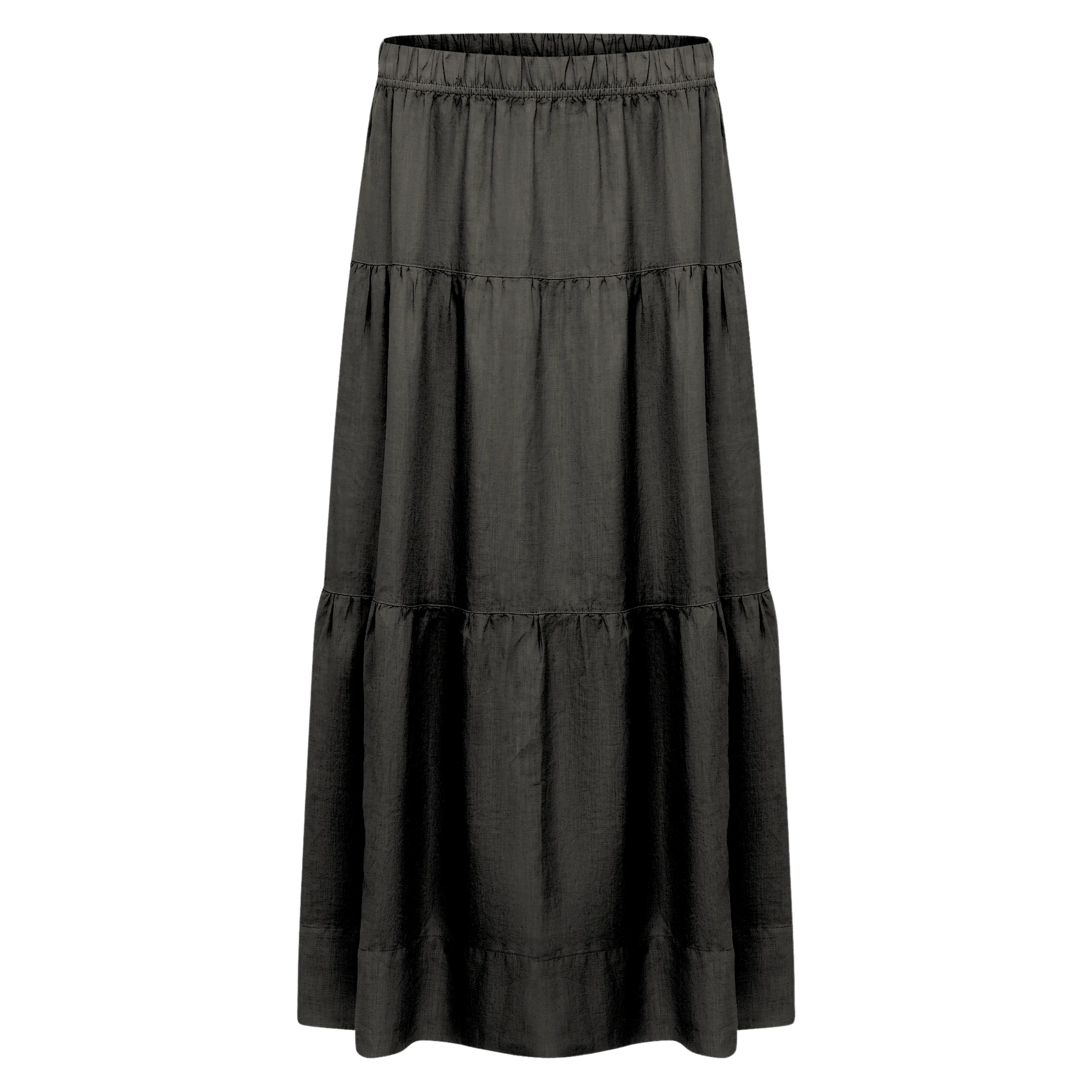 Tiered Linen Skirt - Black