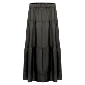 Tiered Linen Skirt - Black