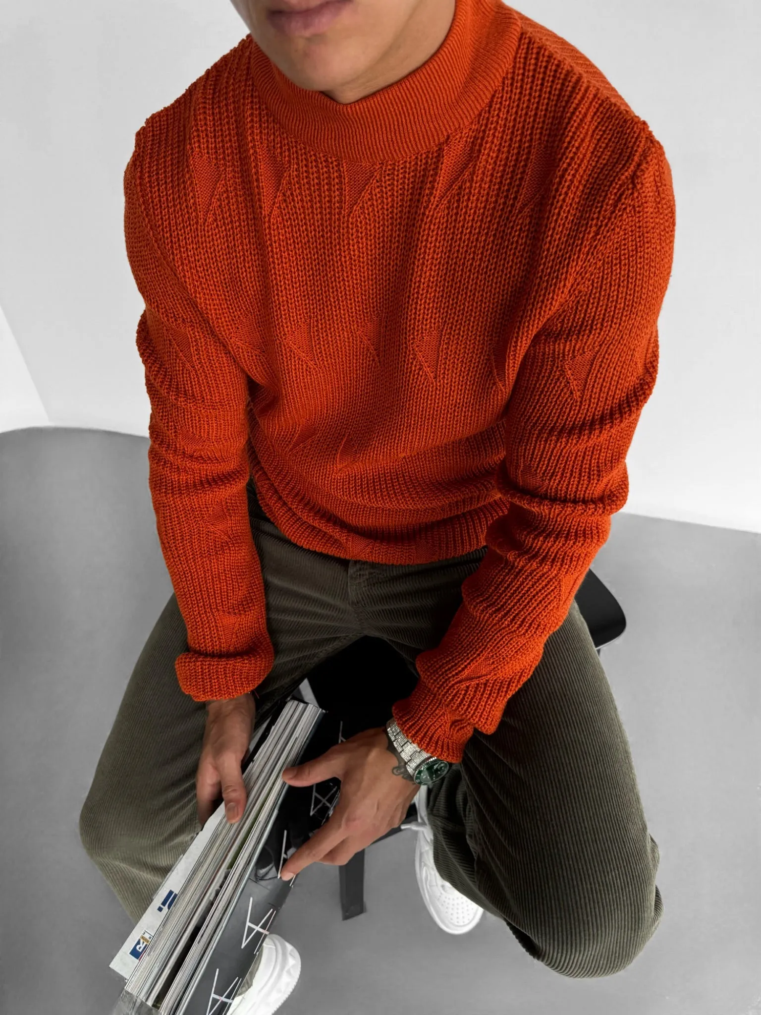 Triangle Pattern Sweater - Burnt Orange