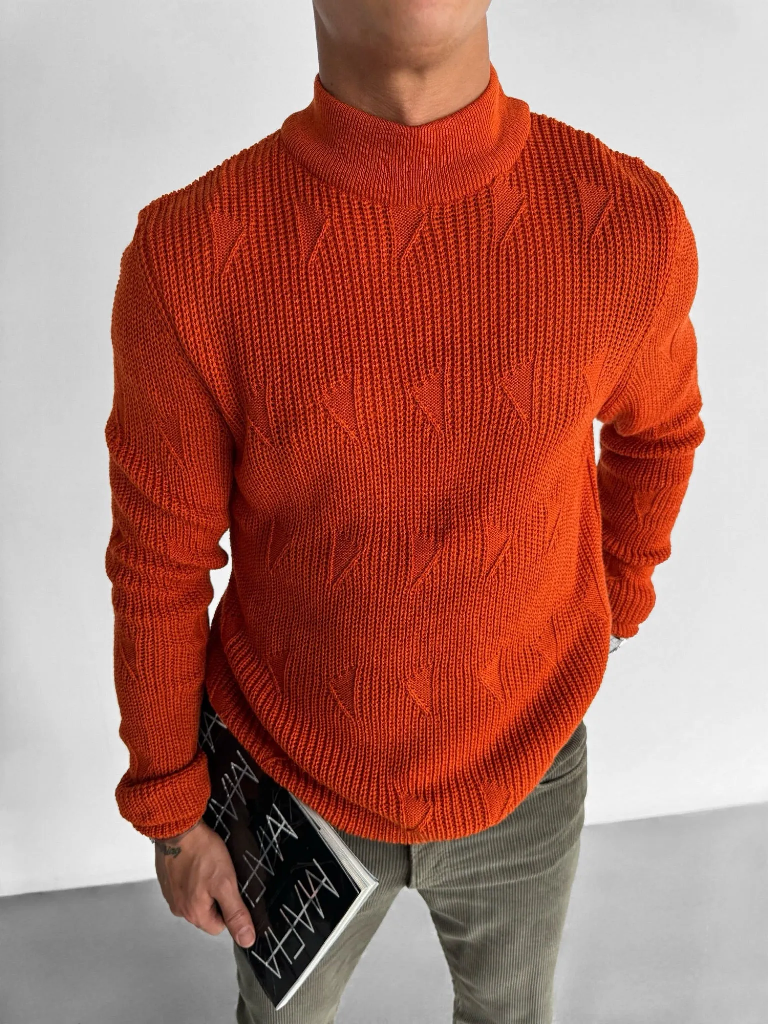 Triangle Pattern Sweater - Burnt Orange