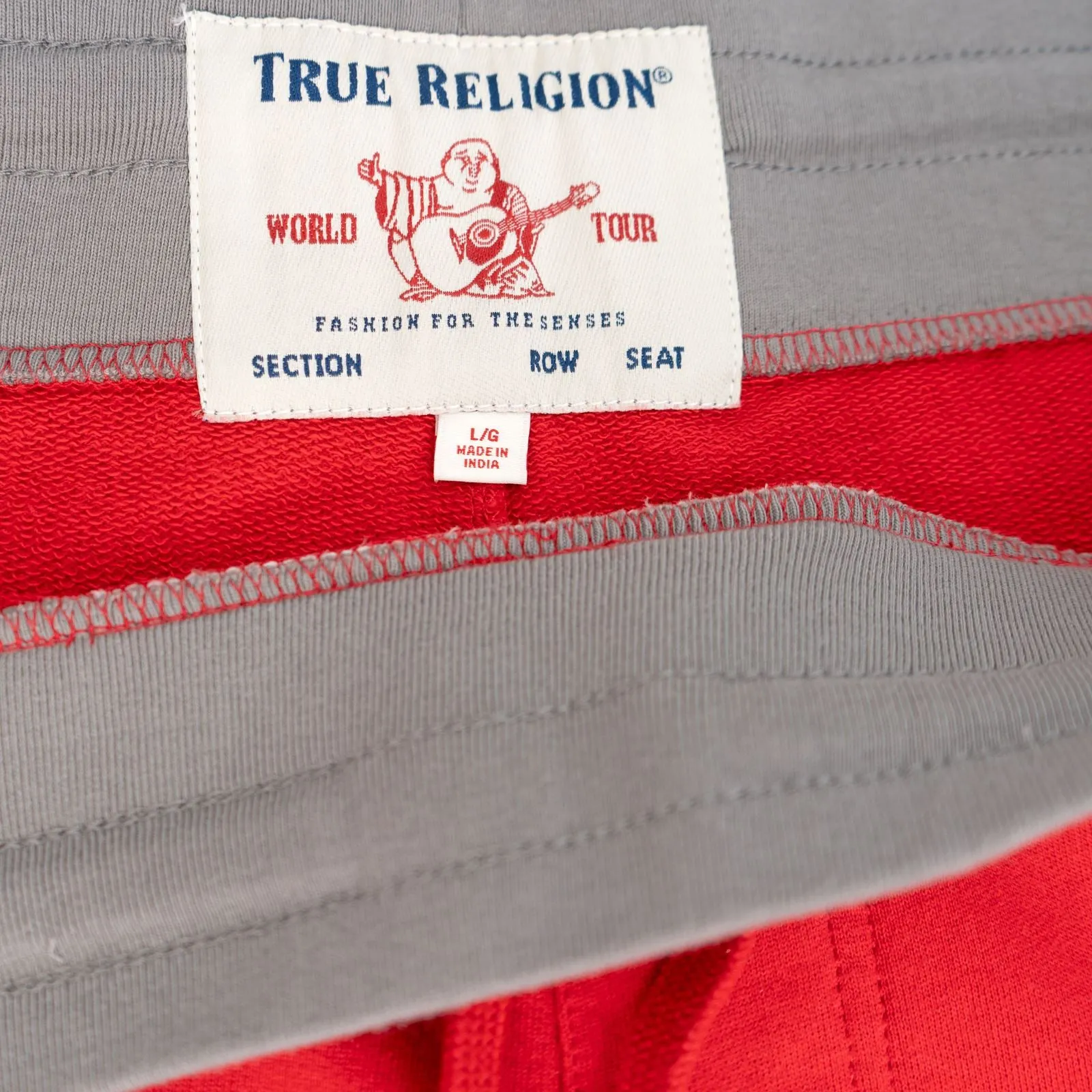 True Religion Mens Red Chevron Panel Logo Jogger Sweatpants