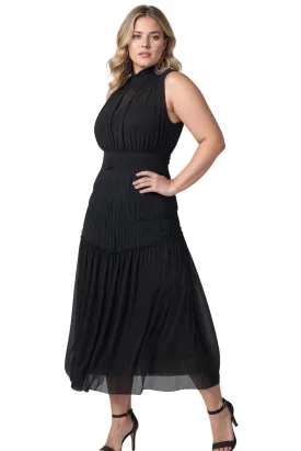 Valentina Midi Dress Black Chiffon