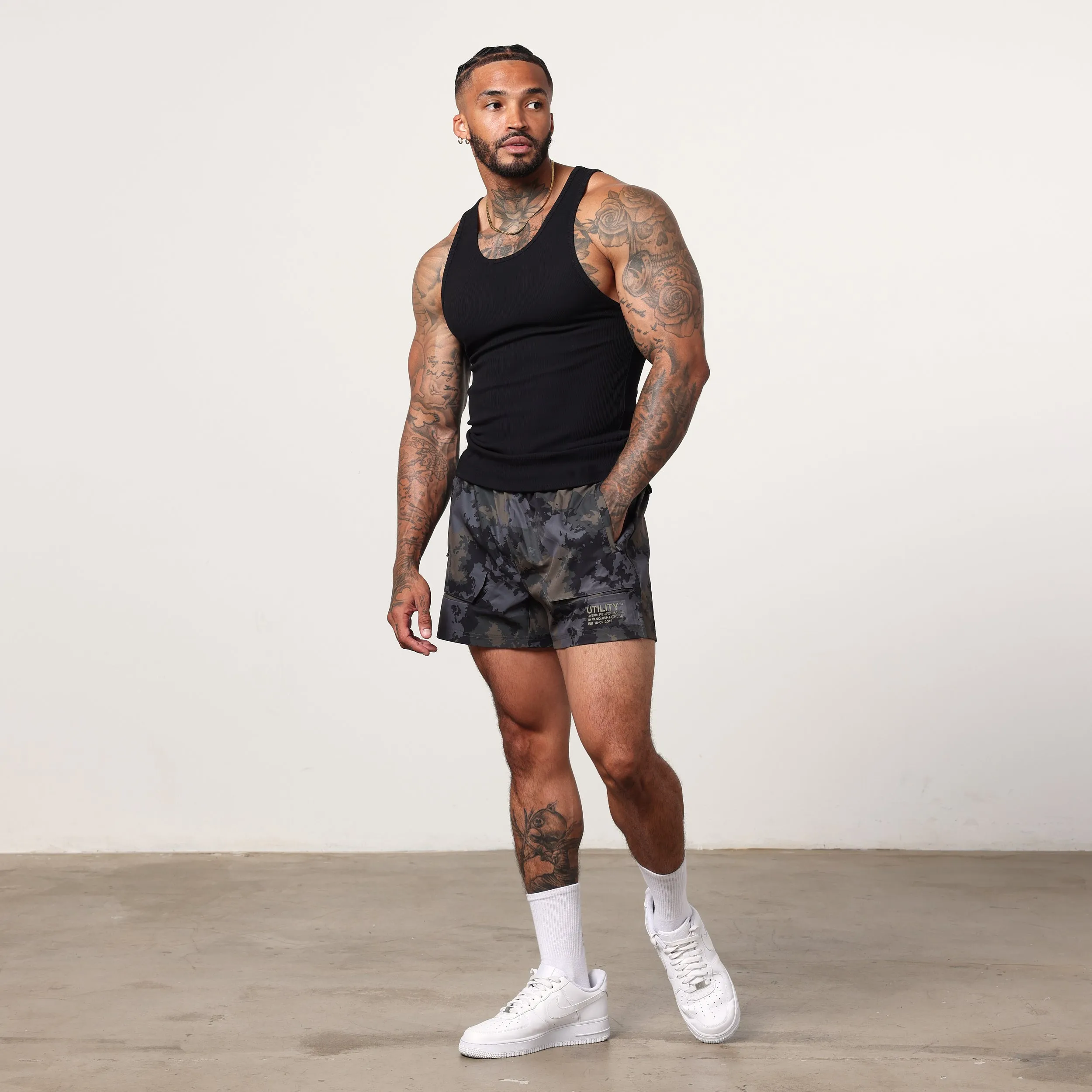 Vanquish Utility Brown Camo 4" Shorts