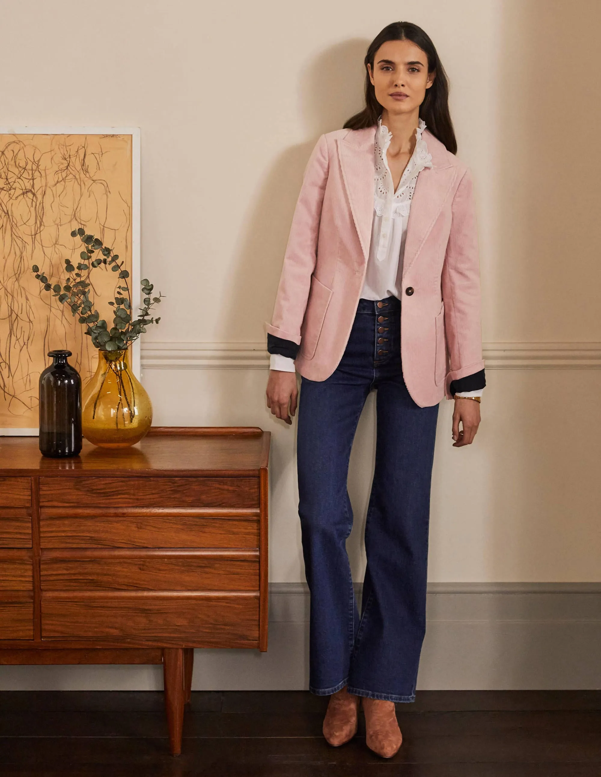 Victoria Cord Blazer-Milkshake