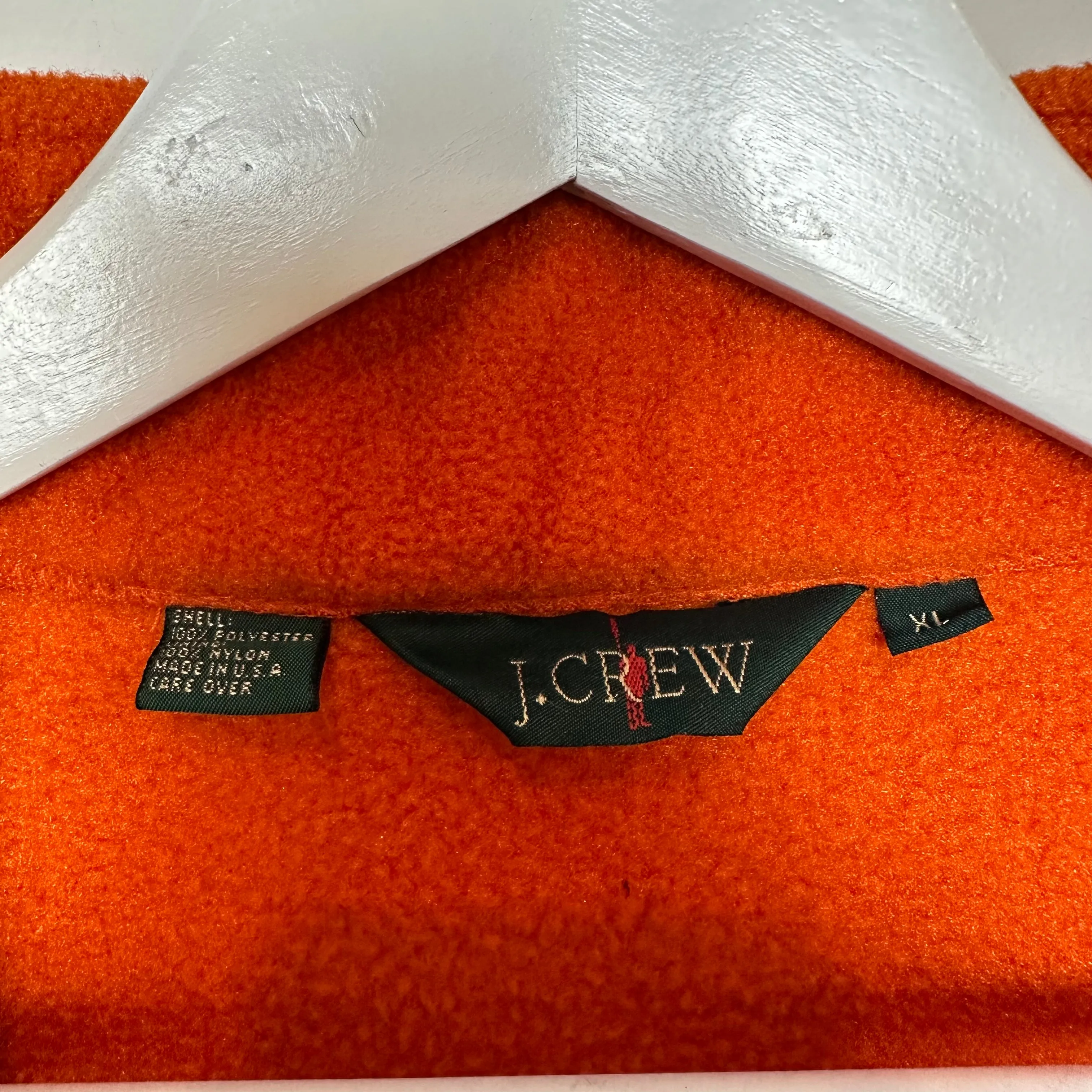 Vintage 90s J. Crew Fleece Pullover Pumpkin Orange Made in the USA XL