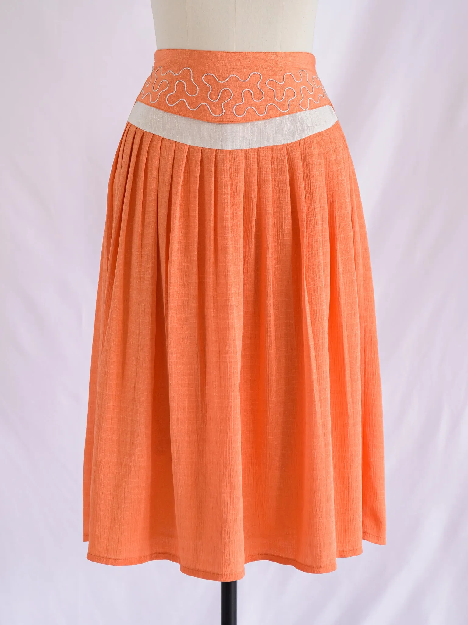 Vintage Chiffon Orange Hook Closure Skirt