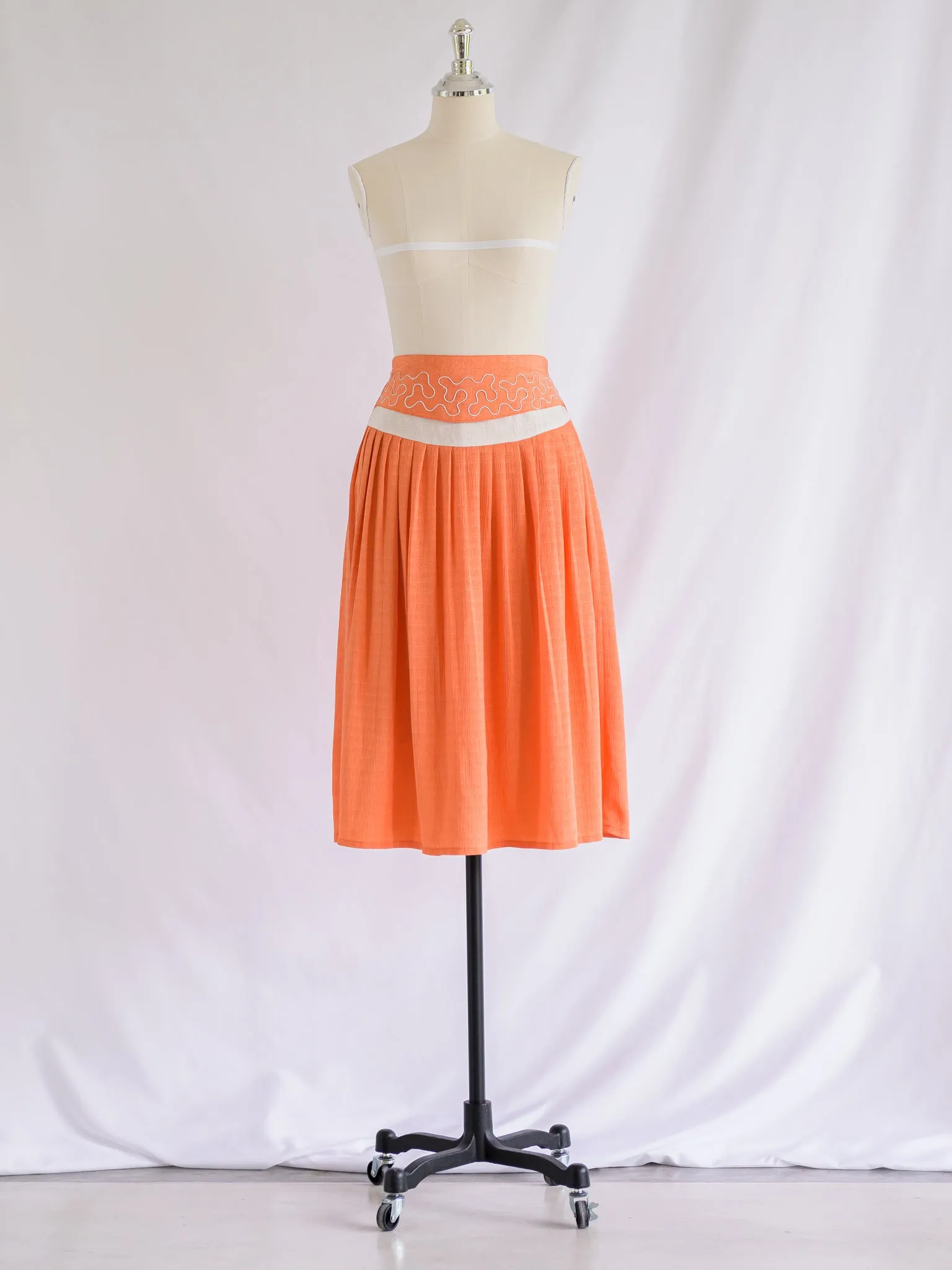 Vintage Chiffon Orange Hook Closure Skirt