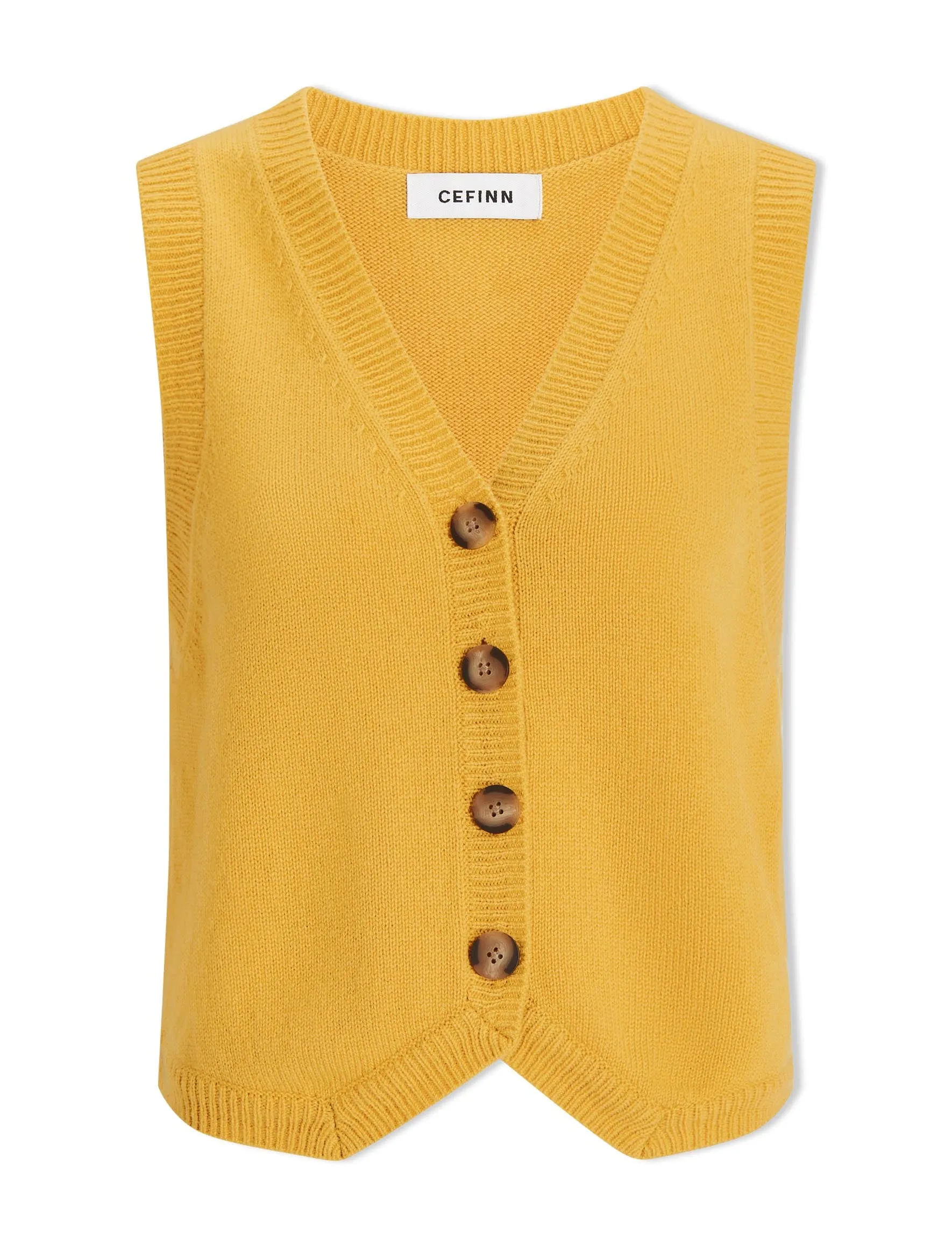 Wesley Cashmere Blend V Neck Waistcoat - Yellow