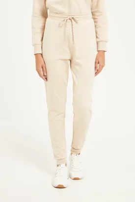 Women Beige Plain Joggers