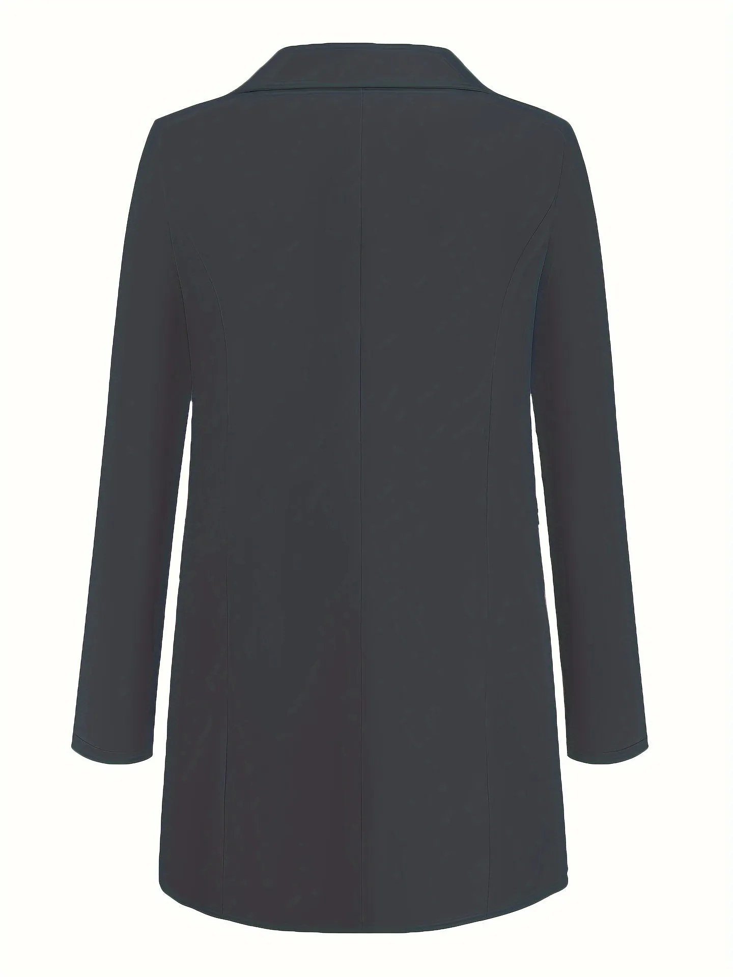 Women's Elegant Solid Colour Long Business Blazer with Notched Lapel | Ideal for All Seasons