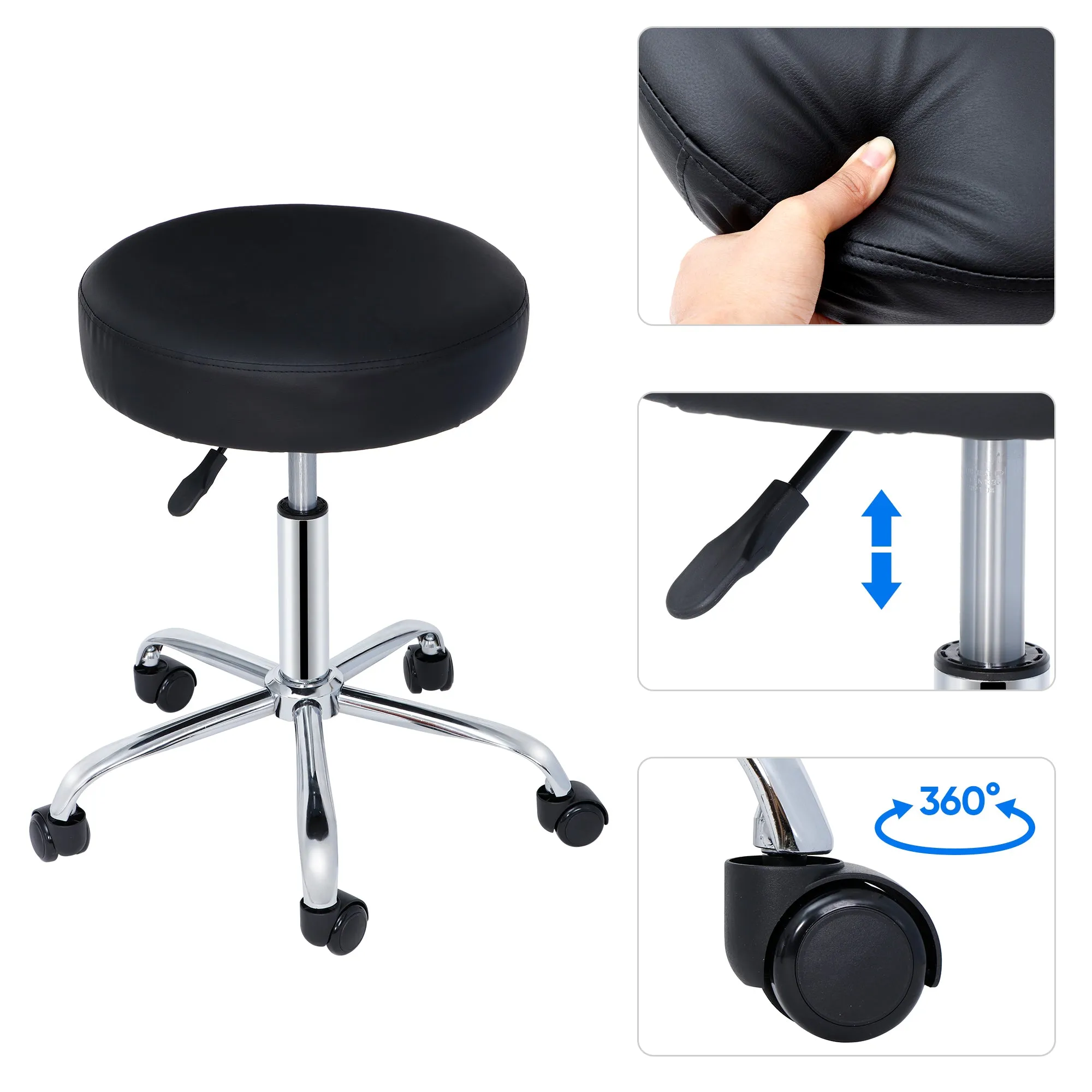 ZENY™ Adjustable Rolling Stool Chair Salon Beauty Stool Hydraulic Swivel Stool